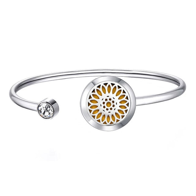 20mm With Magnet Can Wiggle Up and Down Aroma Locket Stainless Steel Bangle Essential Oils Diffuser Locket Bracelet (Dropship)